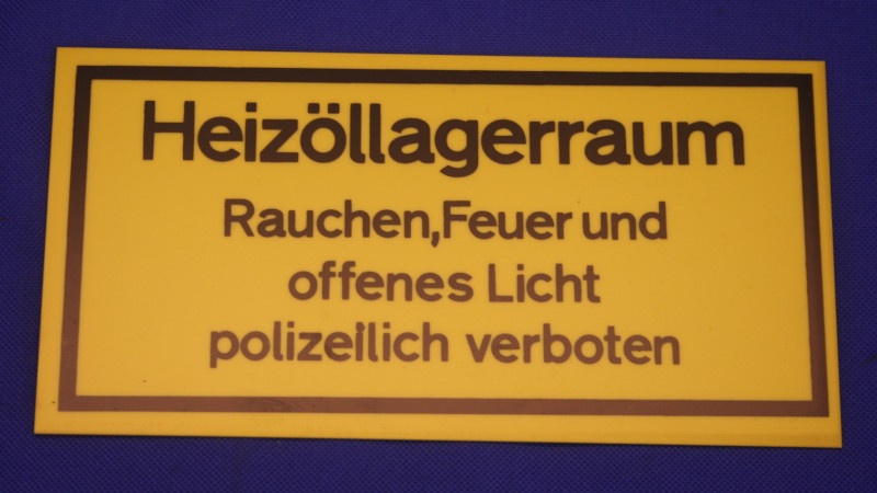 Hinweisschild Heiz&ouml;llagerraum gelb ca. 20x10 cm