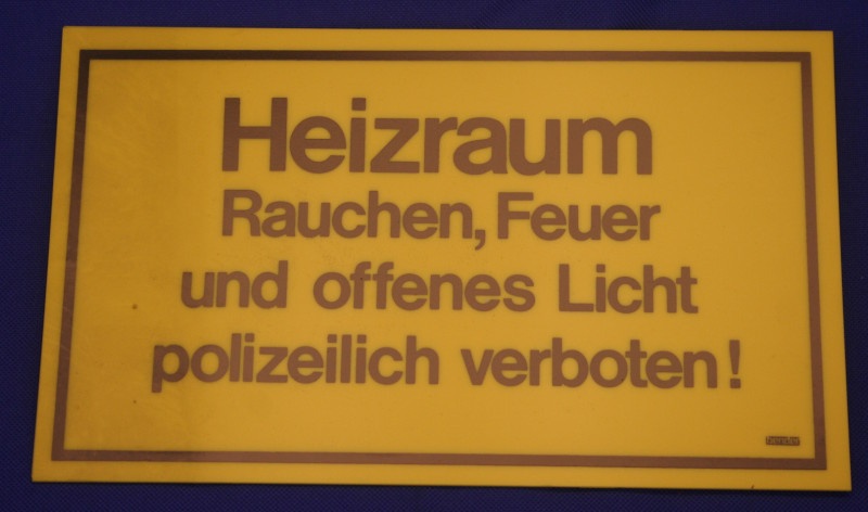 Hinweisschild Heizraum Rauchen, Feuer u. gelb ca. 25x15 cm