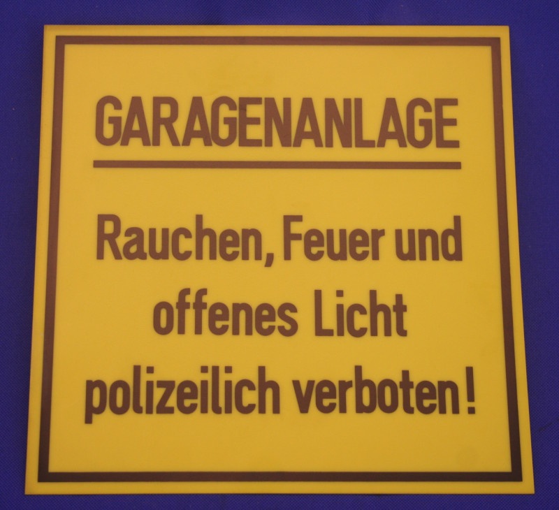 Hinweisschild Garagenanlage ca. 25x25 cm gelb