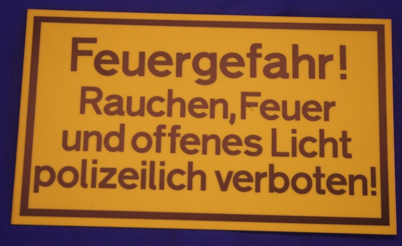 Hinweisschild Feuergefahr Rauchen, Feuer u.ca. 25x15 cm gelb