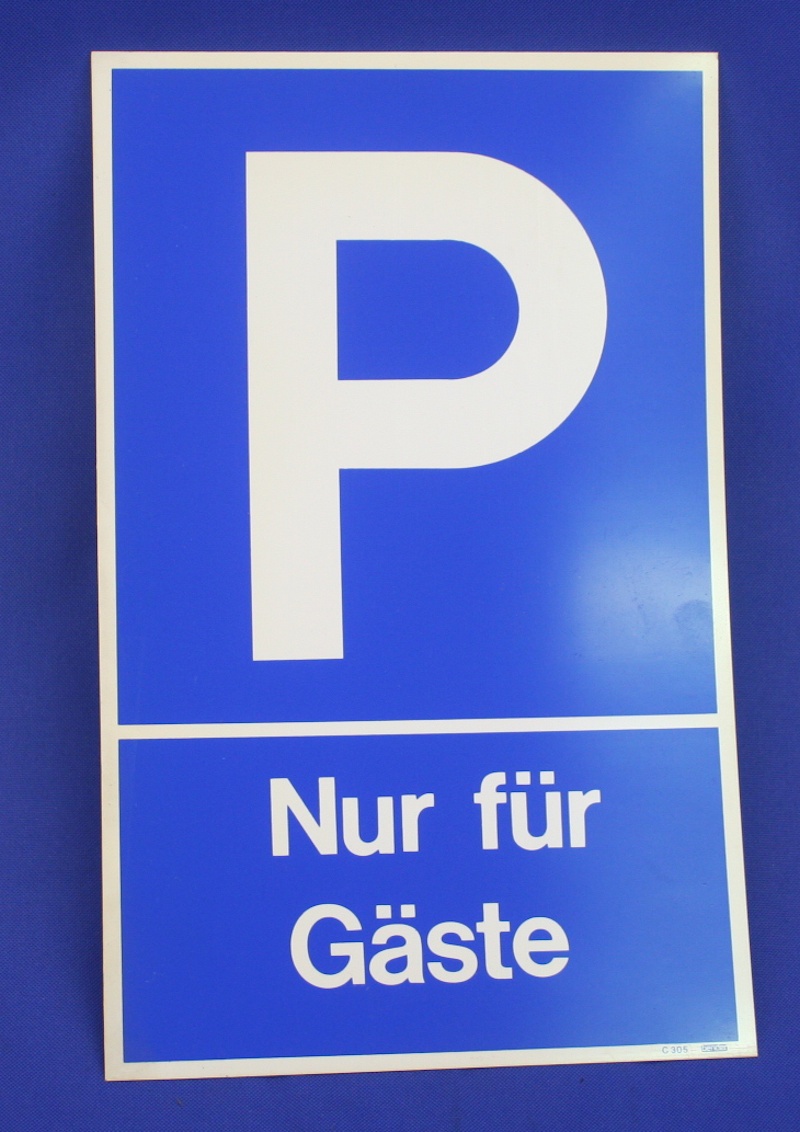 Hinweisschild Parken nur f&uuml;r G&auml;ste blau ca. 25x40 cm