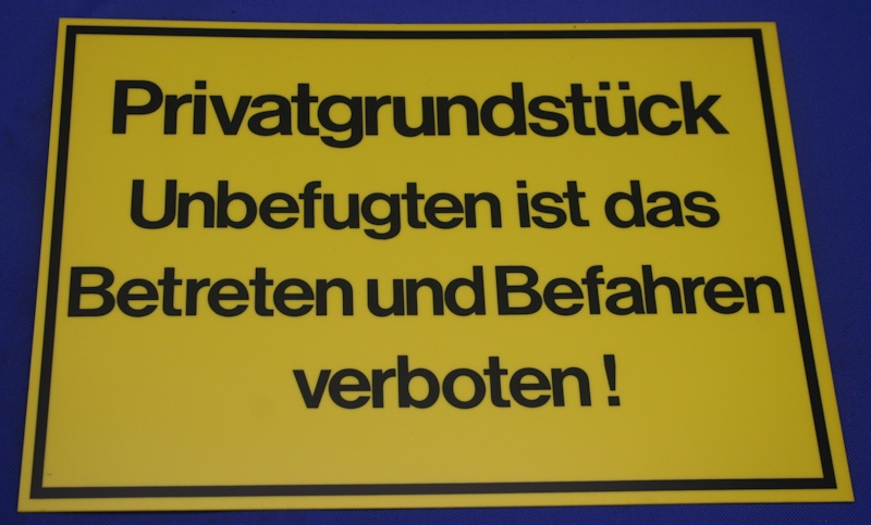 Hinweisschild Privatgrundst&uuml;ck Unbefugten gelb ca. 35x25 cm