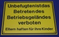 Hinweisschild Unbefugten d.Betriebs verboten gelb ca.35x25cm
