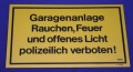 Hinweisschild Garagenanlage ca. 25x15 cm gelb